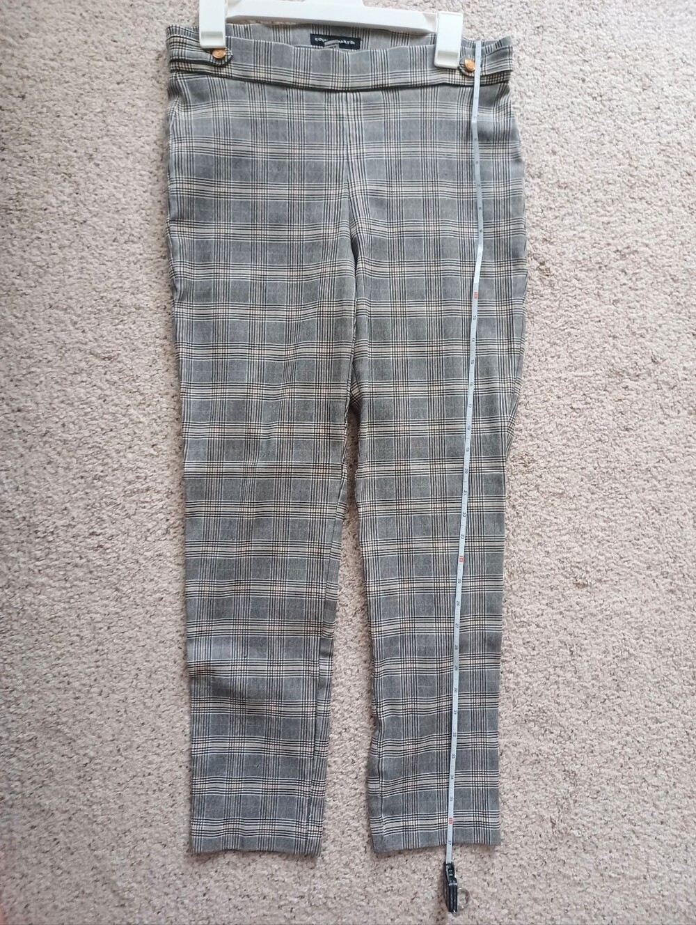 Plaid Slim Ankle Pants in Black and Gray